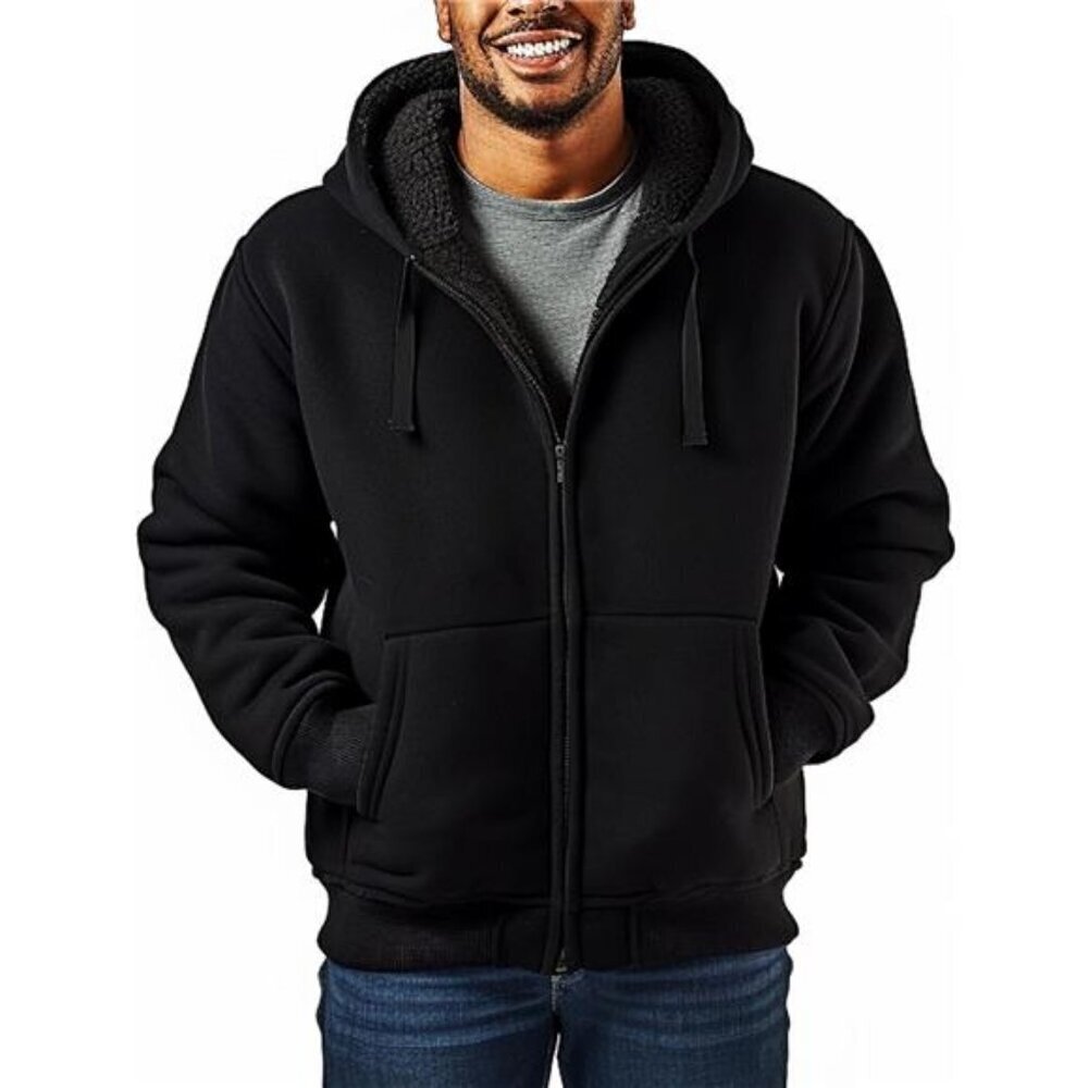 Heavyweight Sherpa Hoodie Men Full Zip Fleece Sweatshirt